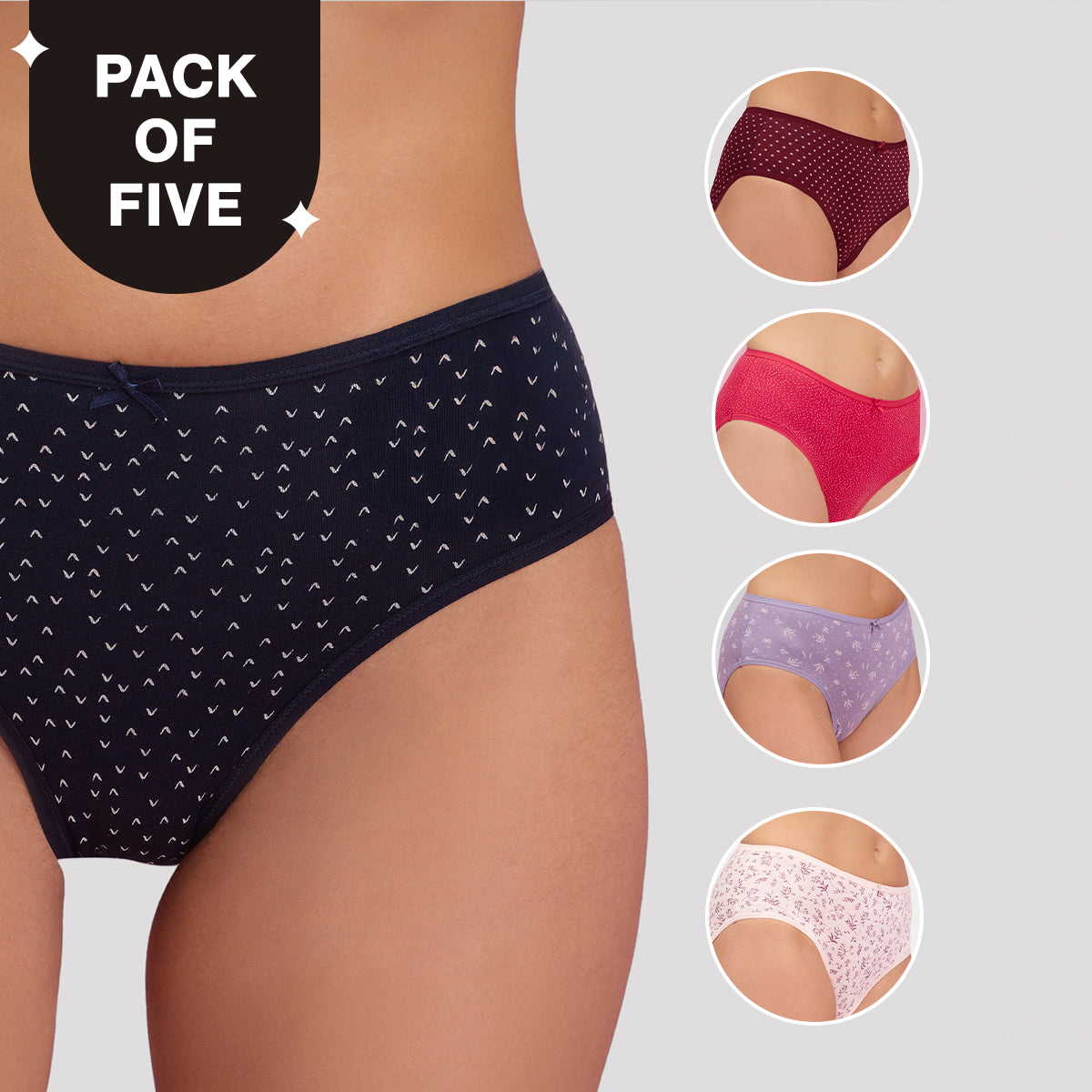 Pack of 5 Cotton Hipster with Anti odor-NYP033P05-Multi-Color