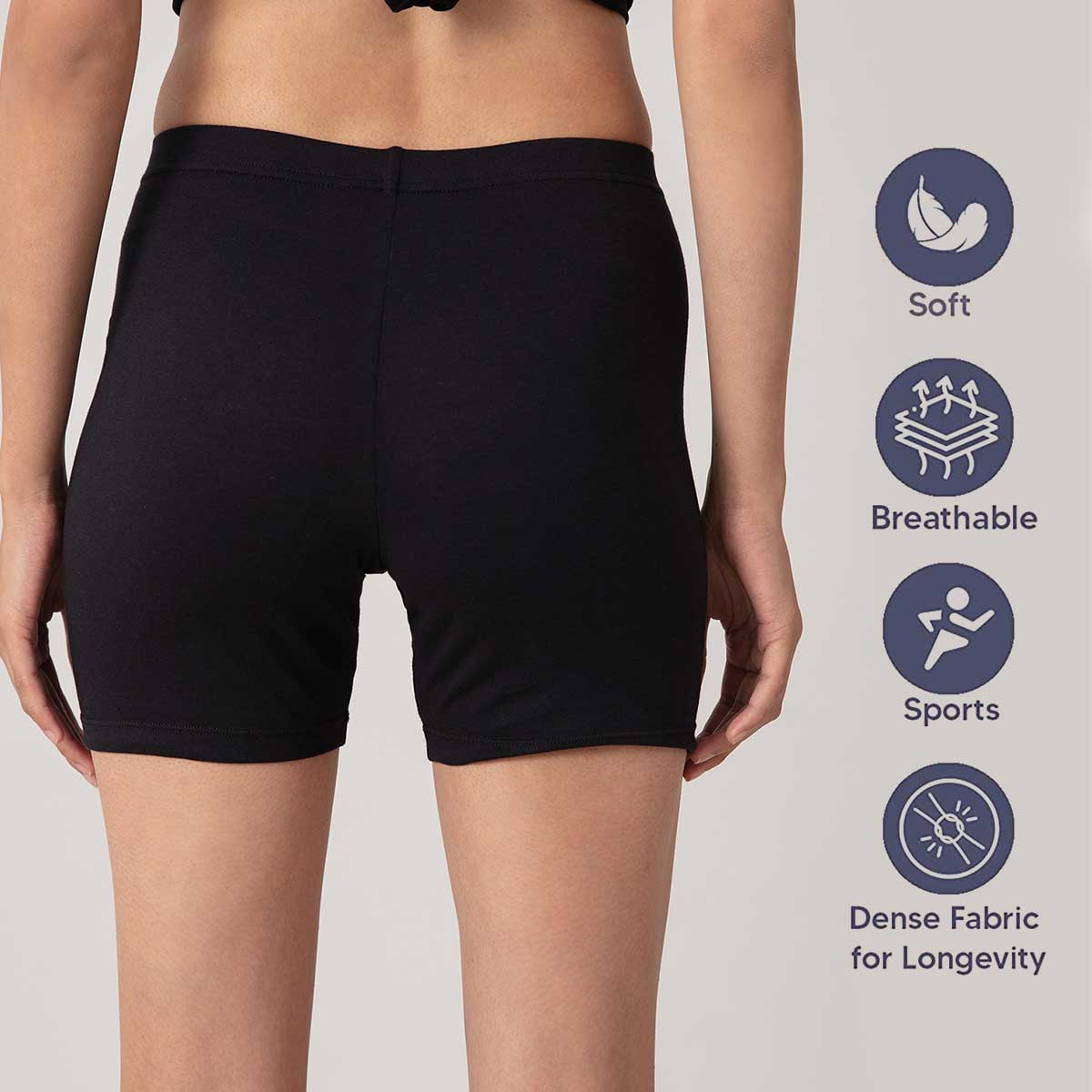 Nykd by Nykaa Pack of 2 Stretch Cotton Cycling Shorts-NYP083 Black & Nude