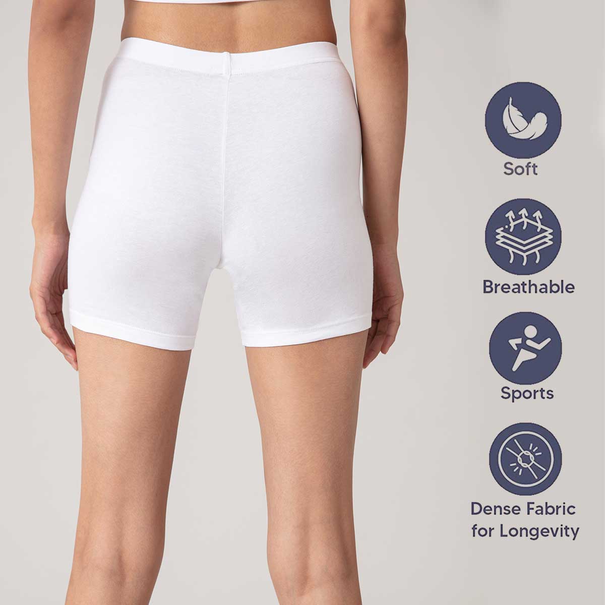 Nykd by Nykaa Pack of 2 Stretch Cotton Cycling Shorts-NYP083 Peacot & White