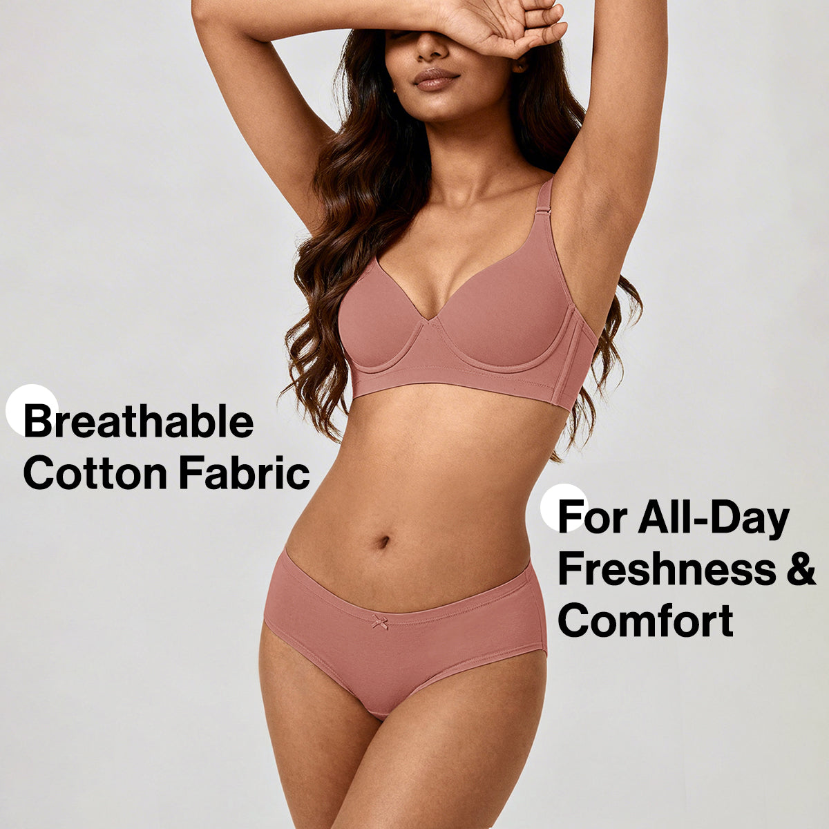 Nykd by Nykaa PO3 Mid Rise Cotton Hipster Panty with Inner Elastic-D.Rose,Rust,B.Pink NYP100