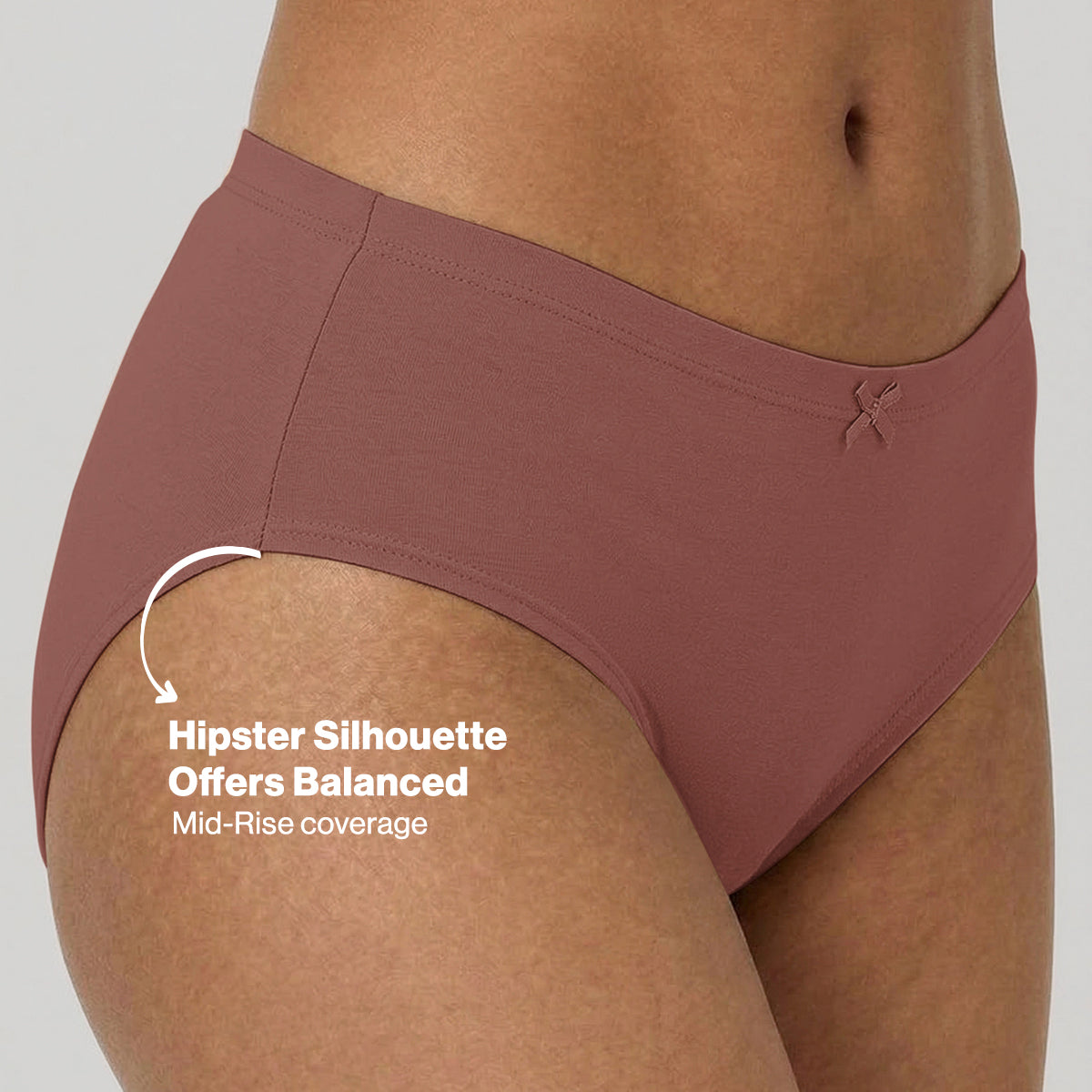 Nykd by Nykaa PO3 Mid Rise Cotton Hipster Panty with Inner Elastic-D.Rose,Rust,B.Pink NYP100