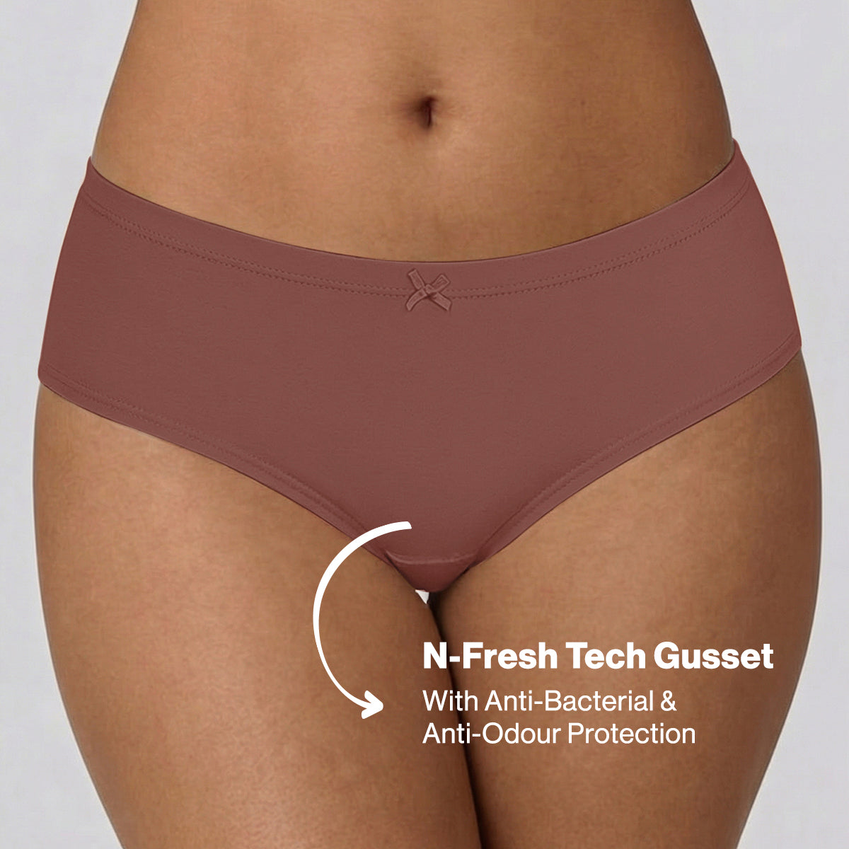 Nykd by Nykaa PO3 Mid Rise Cotton Hipster Panty with Inner Elastic-D.Rose,Rust,B.Pink NYP100