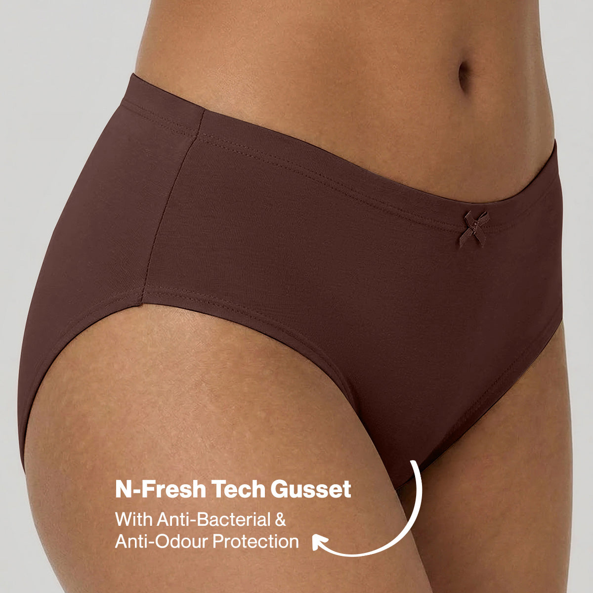 Mid Rise Cotton Hipster Panty with Inner Elastic-NYP100 PO3 Dusty Cedar Chicory Coffee Potent Purple
