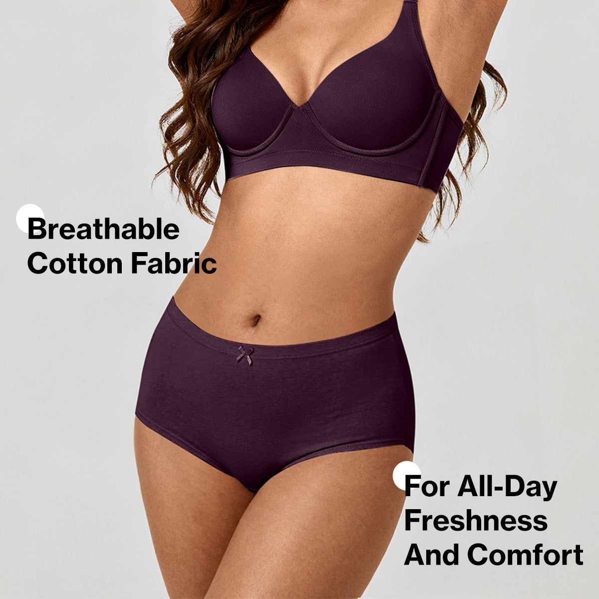 Mid Rise Cotton Hipster Panty with Inner Elastic-NYP100 PO3-Dusty Cedar Zypher Potent Purple