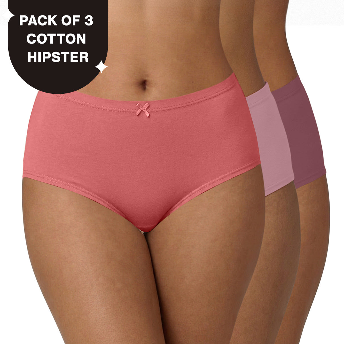 Mid Rise Cotton Hipster Panty with Inner Elastic-NYP100 PO3-Dusty Cedar Zypher Wistful Mauve