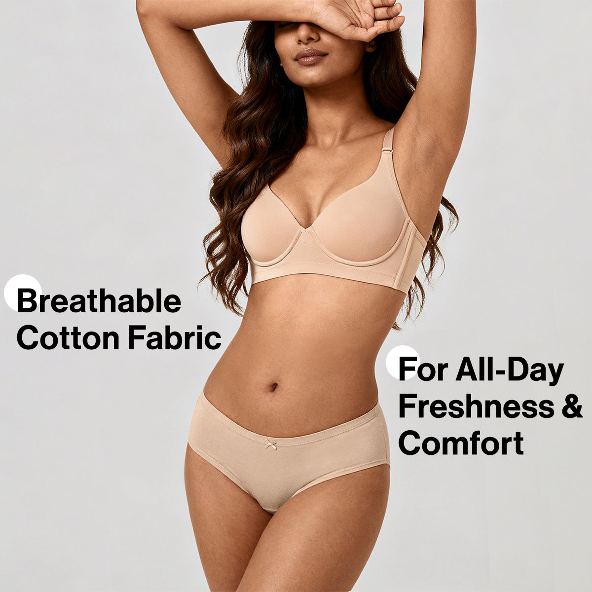 Nykd by Nykaa PO3 Mid Rise Cotton Hipster Panty with Inner Elastic-P.Nude,Sand,Clay NYP100
