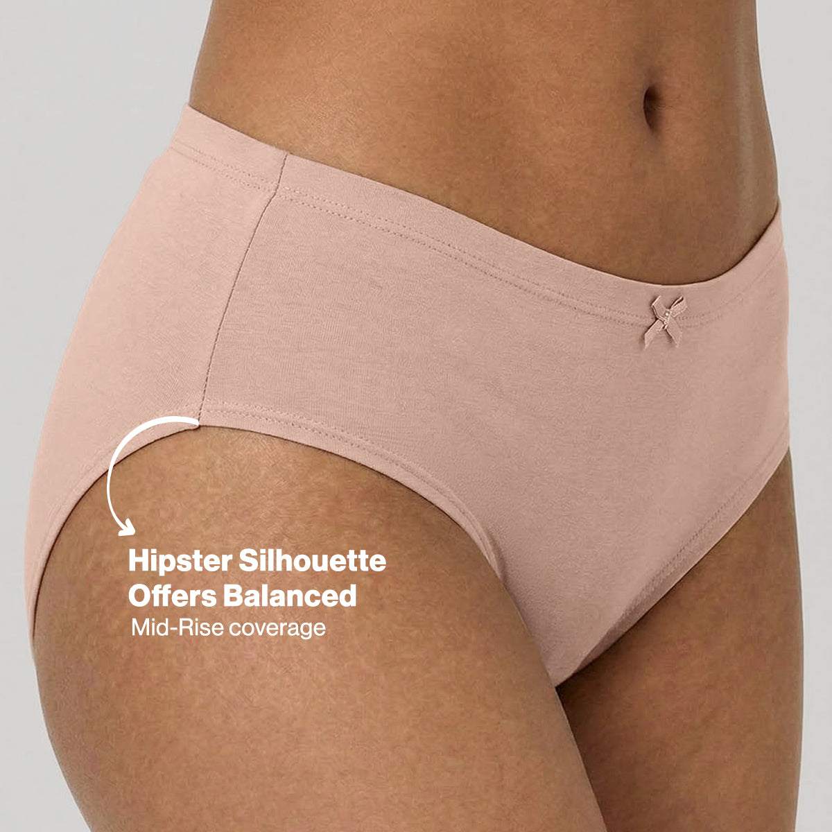 Nykd by Nykaa PO3 Mid Rise Cotton Hipster Panty with Inner Elastic-P.Nude,Sand,Clay NYP100