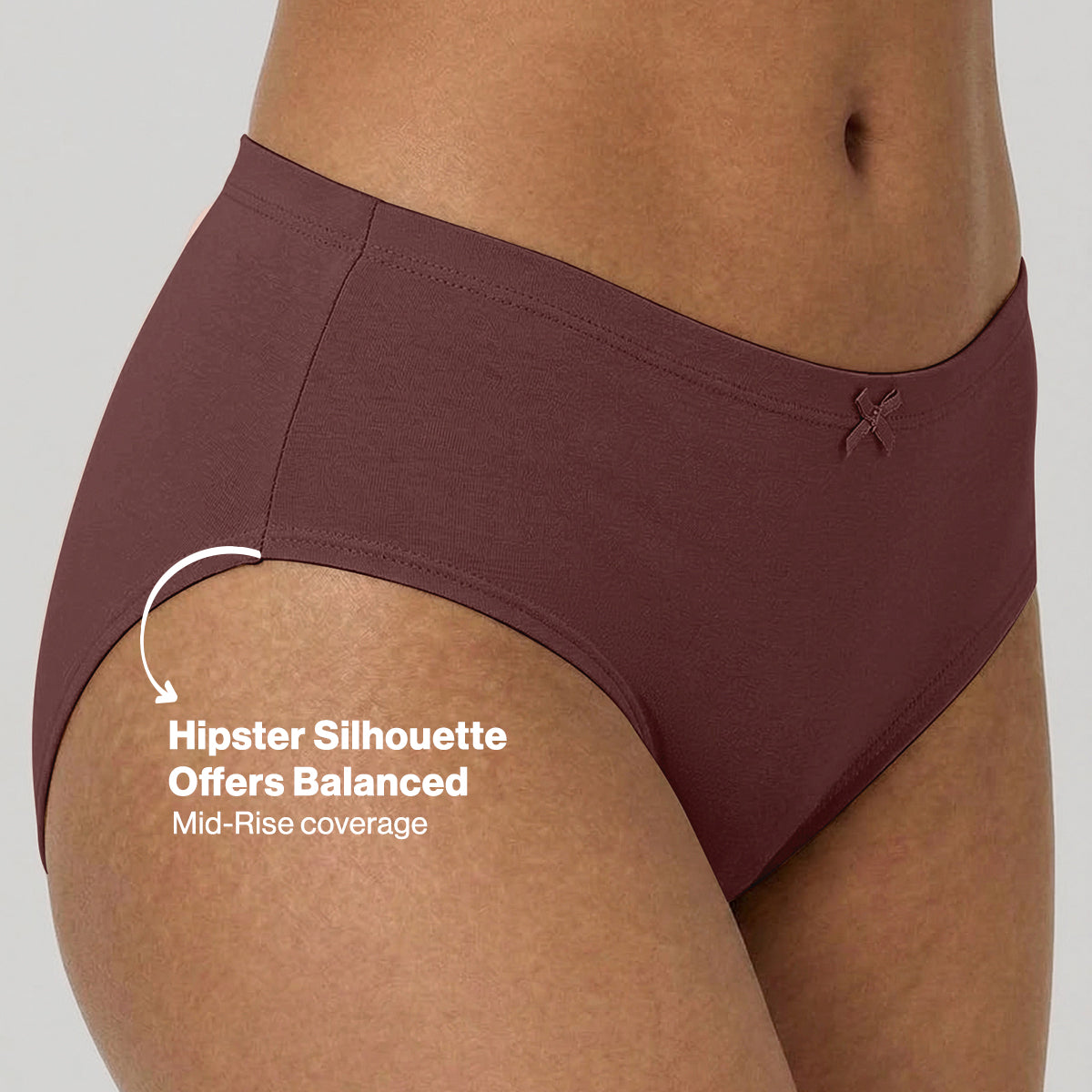 Nykd by Nykaa PO3 Mid Rise Cotton Hipster Panty with Inner Elastic-T.Brown,Brown,R.Wine NYP100