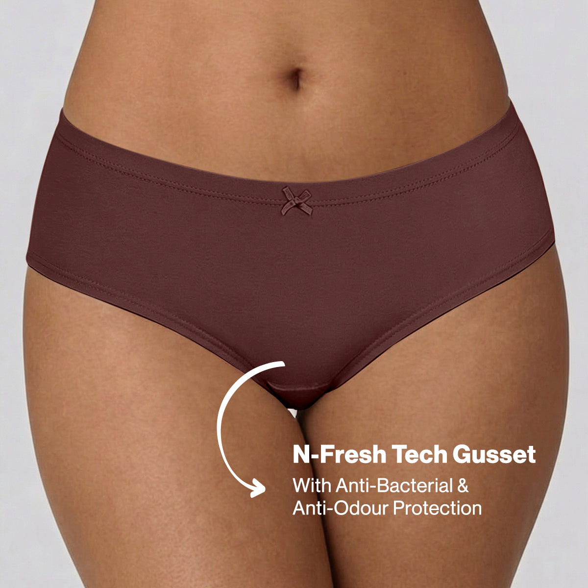 Nykd by Nykaa PO3 Mid Rise Cotton Hipster Panty with Inner Elastic-T.Brown,Brown,R.Wine NYP100