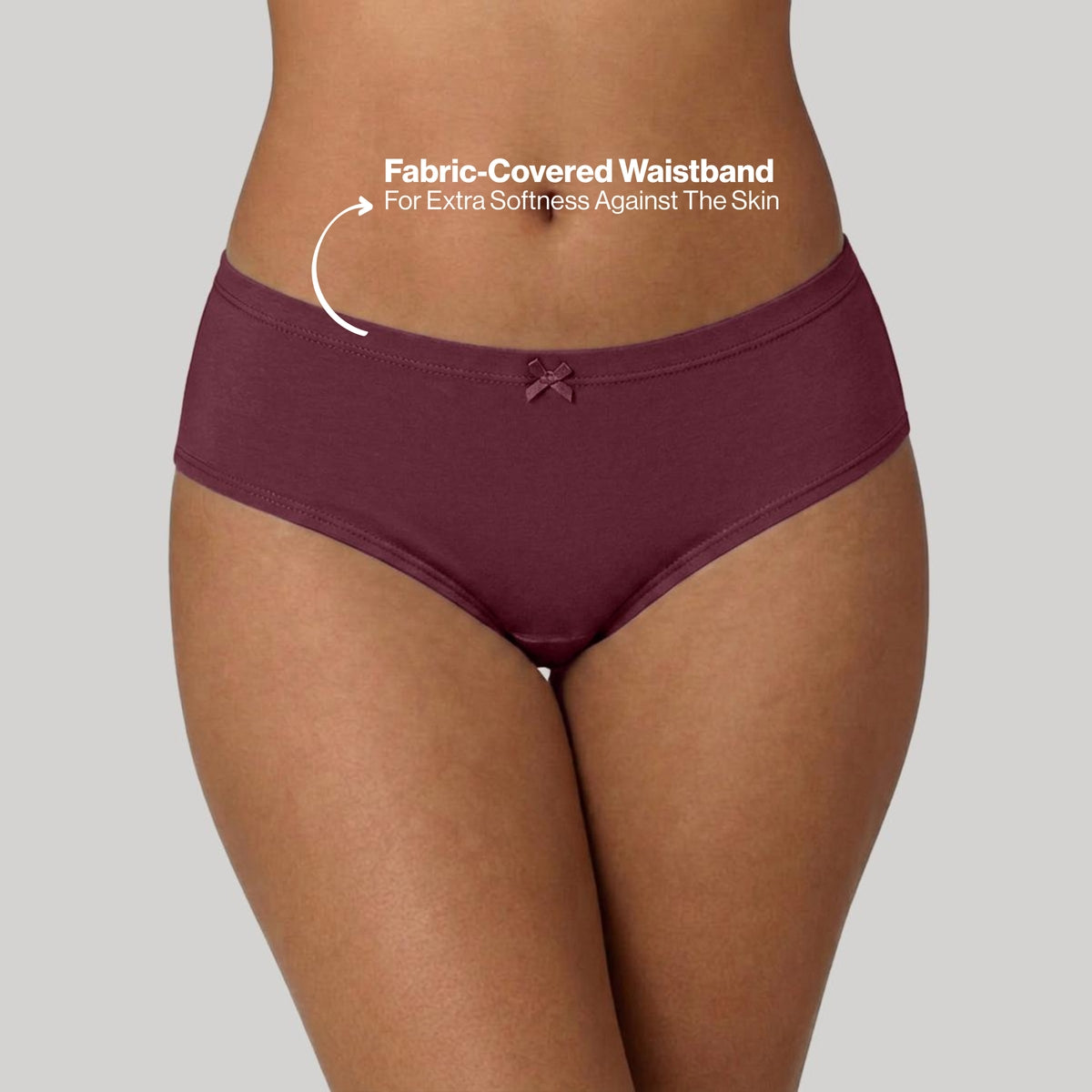 PO3 Mid Rise Cotton Full Brief Panty with Inner Elastic- NYP100 Wine,Brown, Dk. Skin