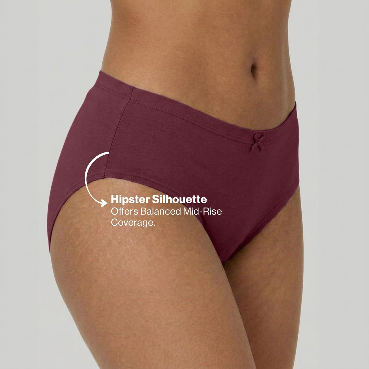 PO3 Mid Rise Cotton Full Brief Panty with Inner Elastic- NYP100 Wine,Brown, Dk. Skin