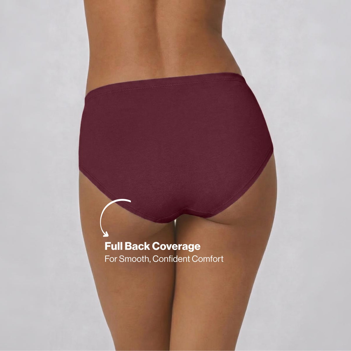PO3 Mid Rise Cotton Full Brief Panty with Inner Elastic- NYP100 Wine,Brown, Dk. Skin
