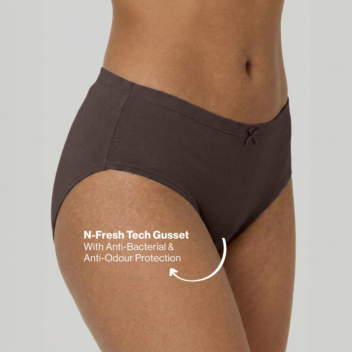 PO3 Mid Rise Cotton Full Brief Panty with Inner Elastic- NYP100 Wine,Brown, Dk. Skin