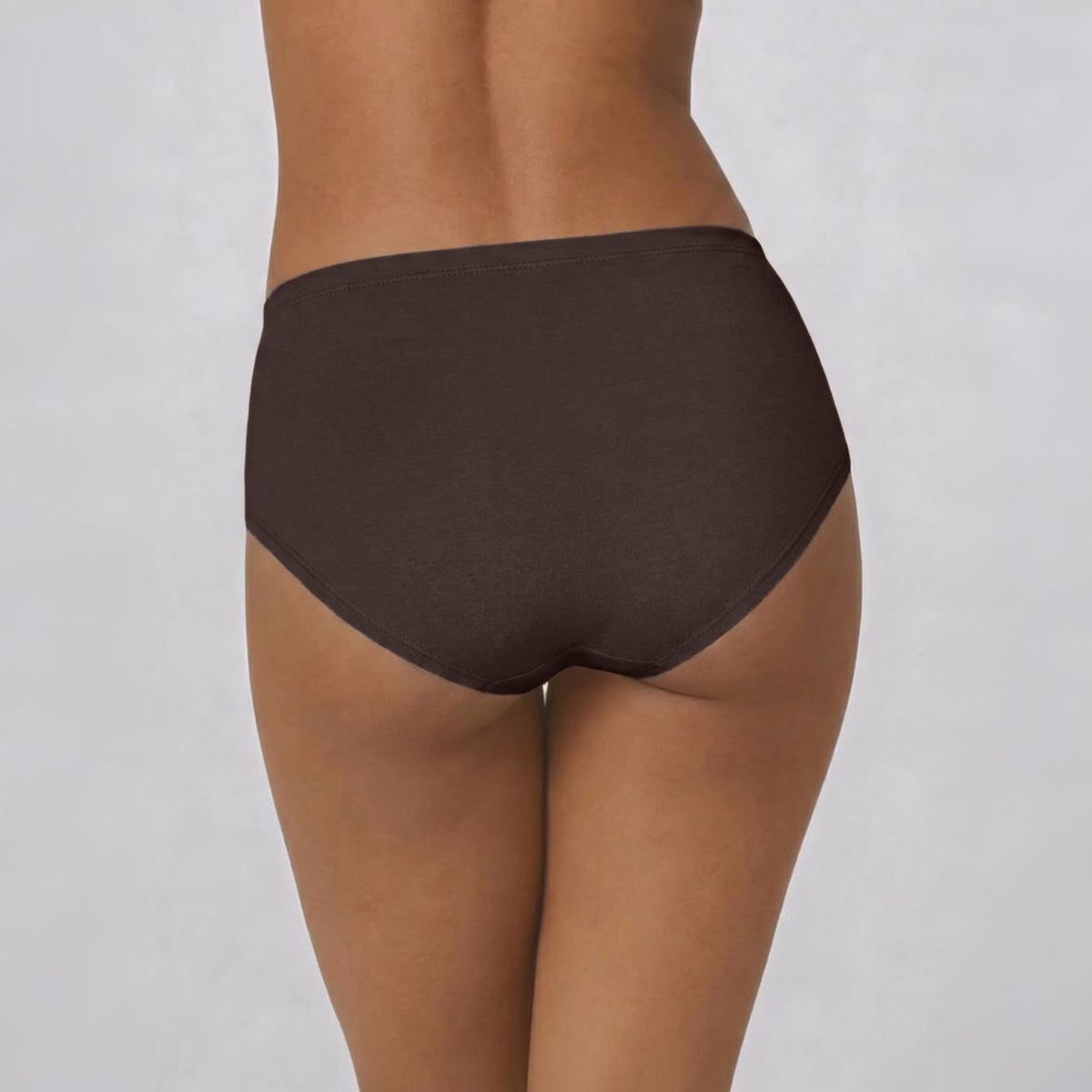 PO3 Mid Rise Cotton Full Brief Panty with Inner Elastic- NYP100 Wine,Brown, Dk. Skin