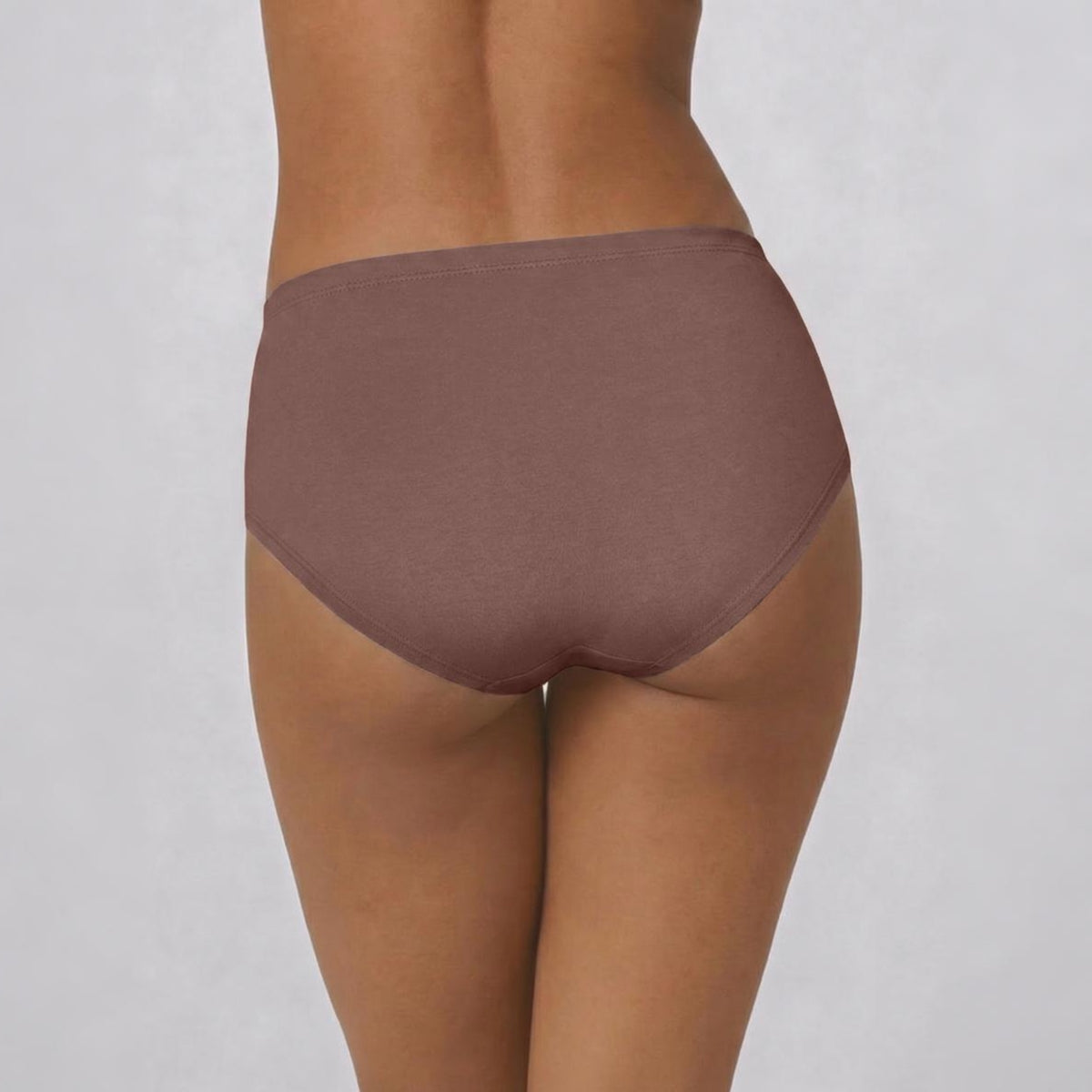 PO3 Mid Rise Cotton Full Brief Panty with Inner Elastic- NYP100 Wine,Brown, Dk. Skin