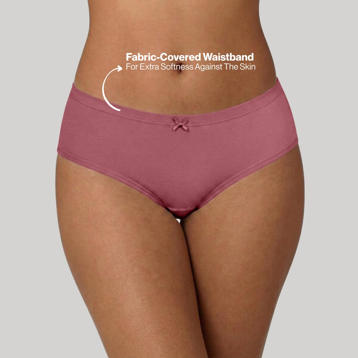 PO3 Mid Rise Cotton Full Brief Panty with Inner Elastic- NYP100 W Mauve,B Pink,L Rust