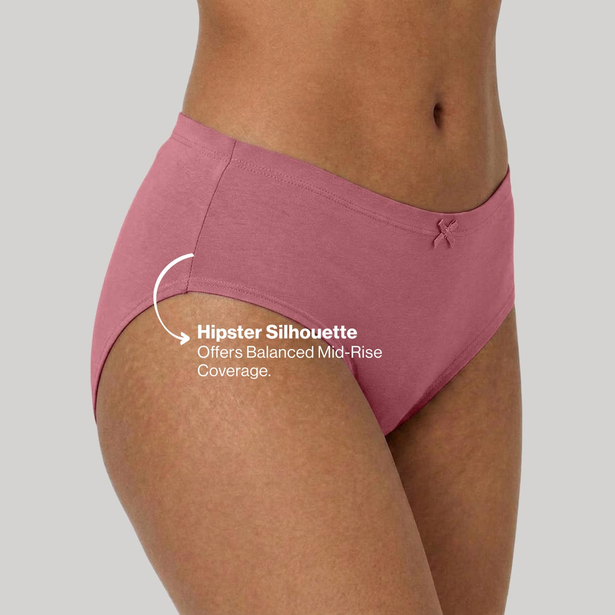 PO3 Mid Rise Cotton Full Brief Panty with Inner Elastic- NYP100 W Mauve,B Pink,L Rust