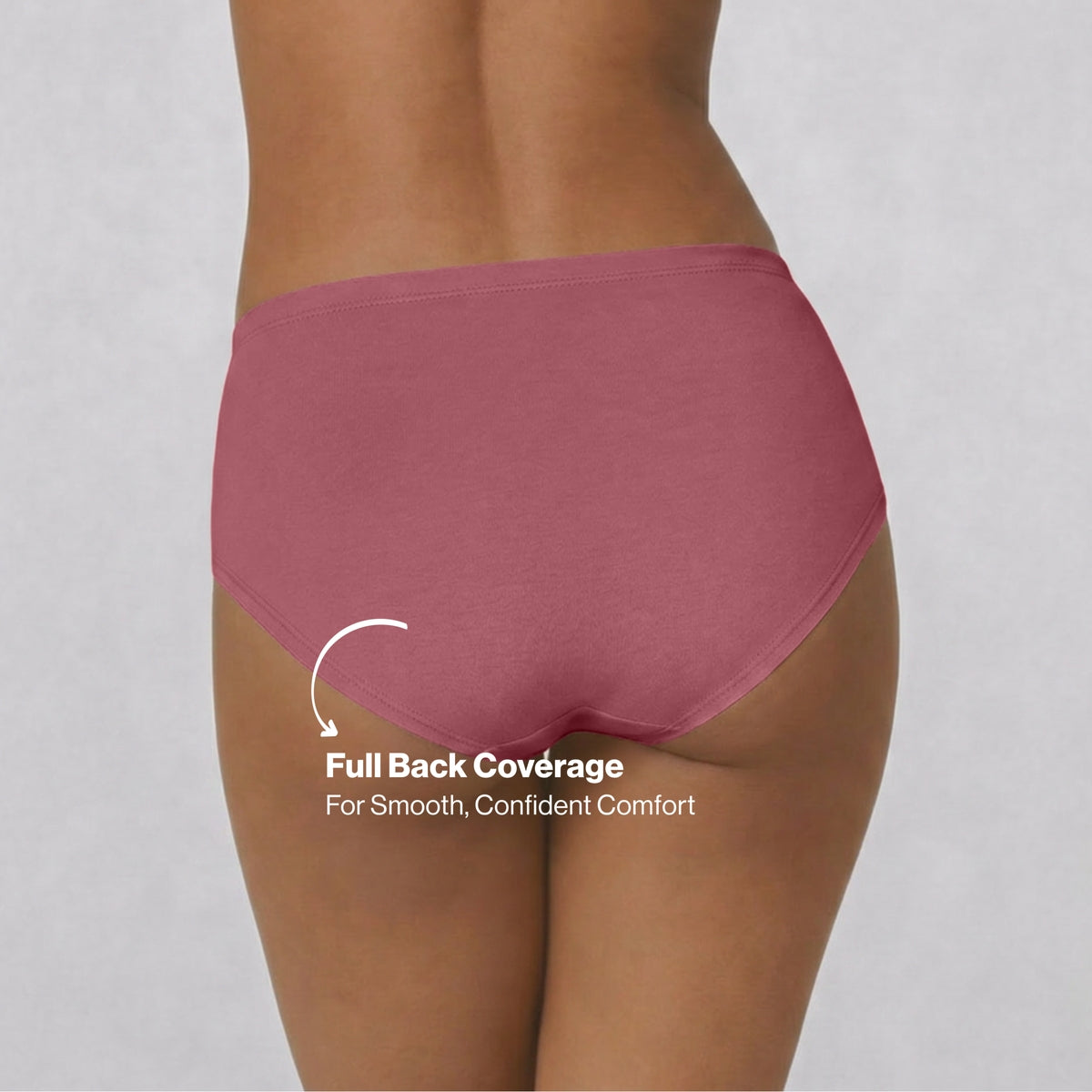 PO3 Mid Rise Cotton Full Brief Panty with Inner Elastic- NYP100 W Mauve,B Pink,L Rust