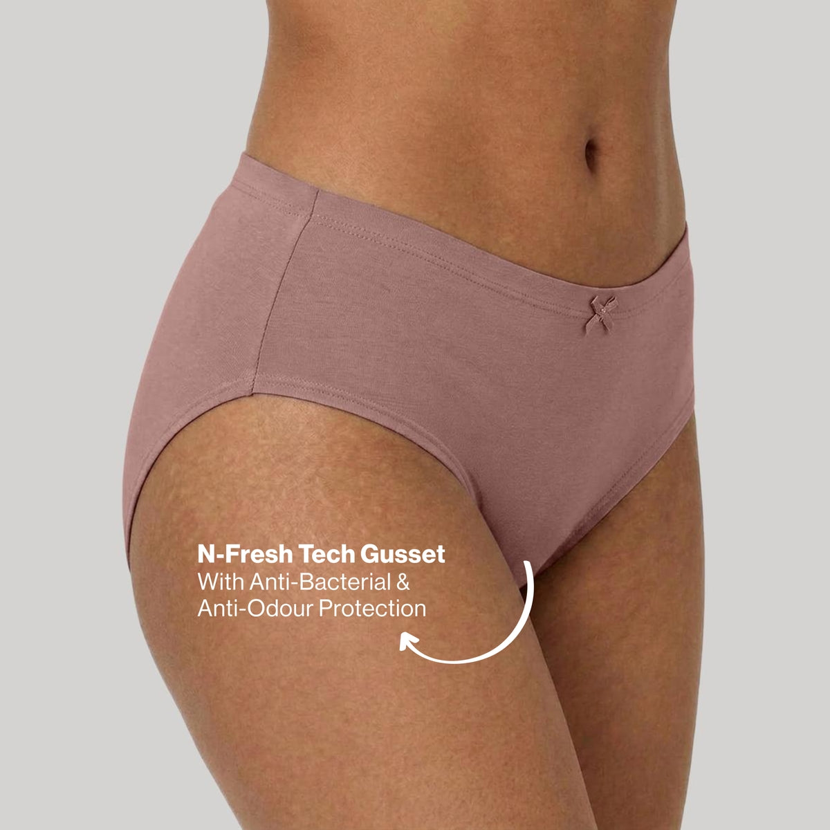 PO3 Mid Rise Cotton Full Brief Panty with Inner Elastic- NYP100 W Mauve,B Pink,L Rust