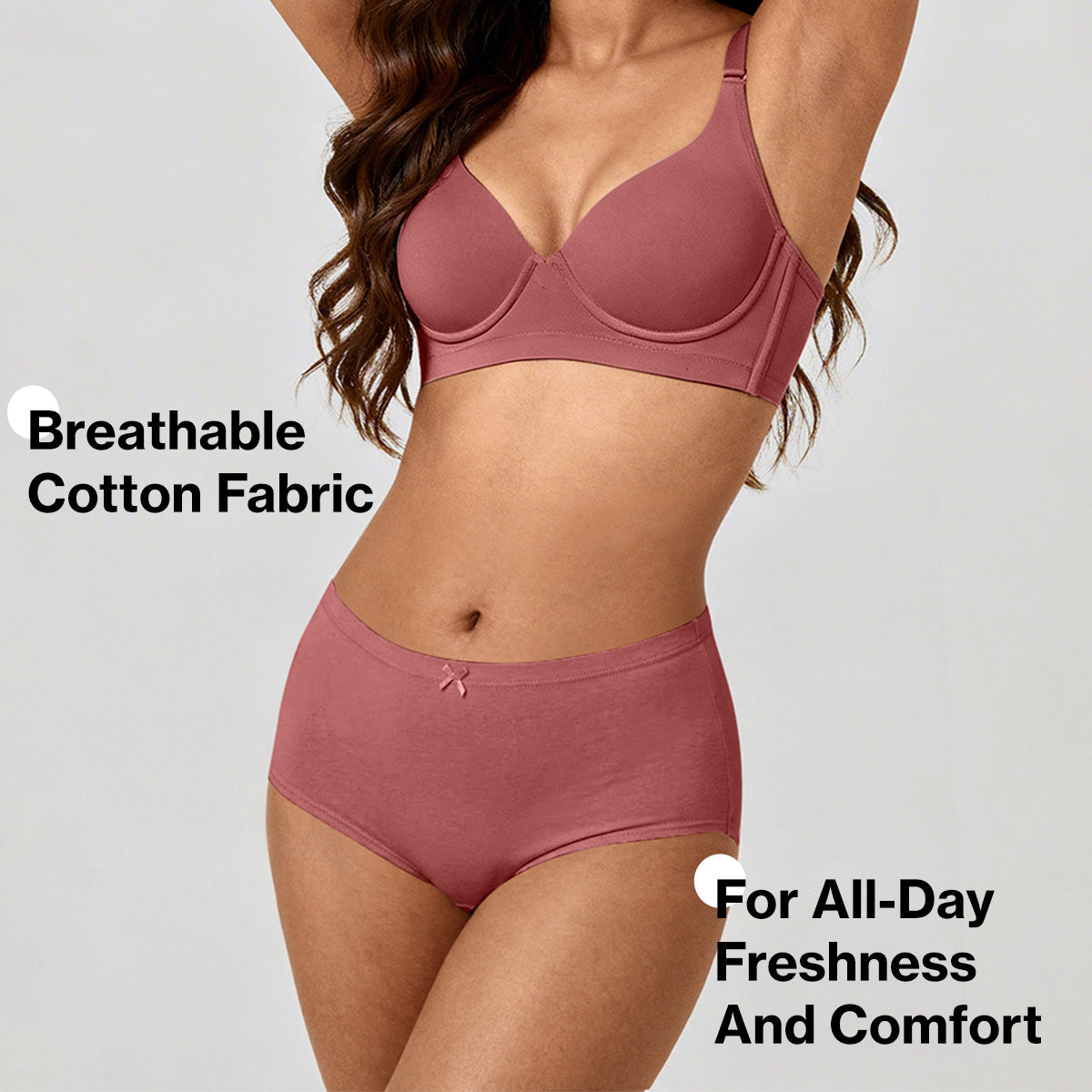 Mid Rise Cotton Hipster Panty with Inner Elastic-NYP100 PO3 Wedgewood Dusty Cedar Withered Rose