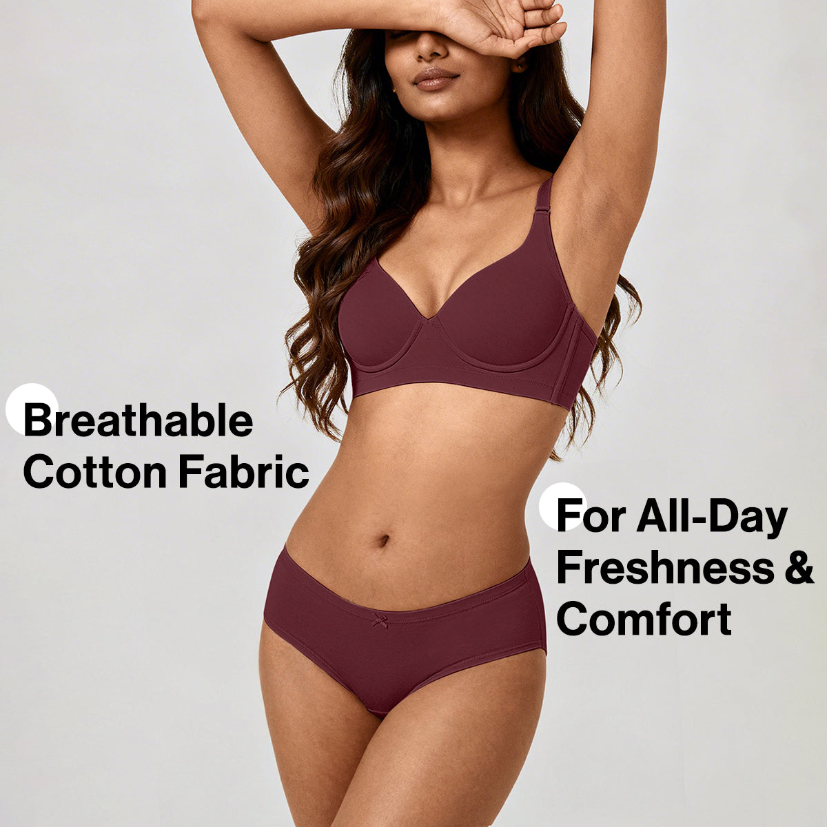 Nykd by Nykaa PO3 Mid Rise Cotton Hipster Panty with Inner Elastic-Wine/Navy/Black NYP100