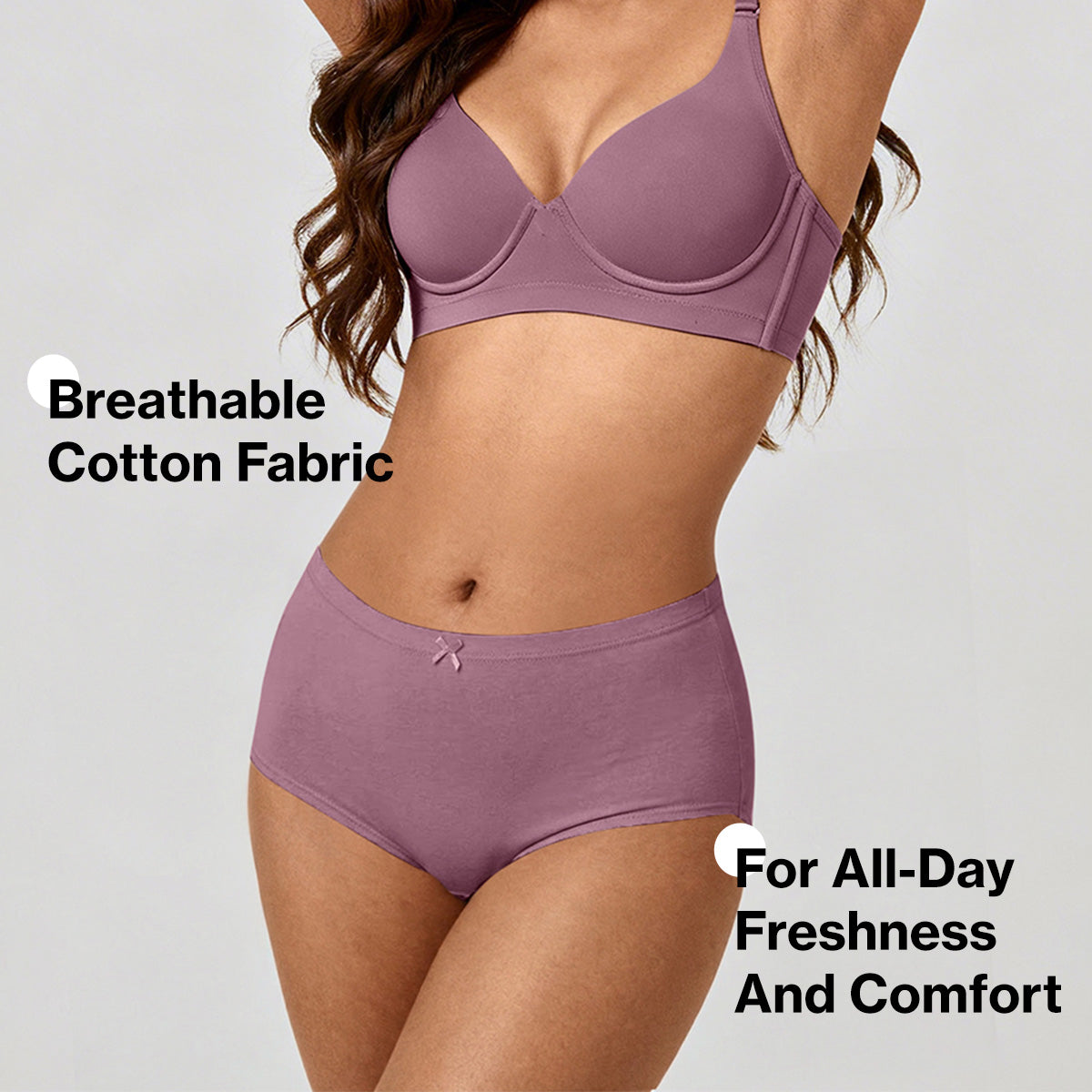 Mid Rise Cotton Hipster Panty with Inner Elastic-NYP100 PO3 Withered Rose Wistful Mauve Potent Purple
