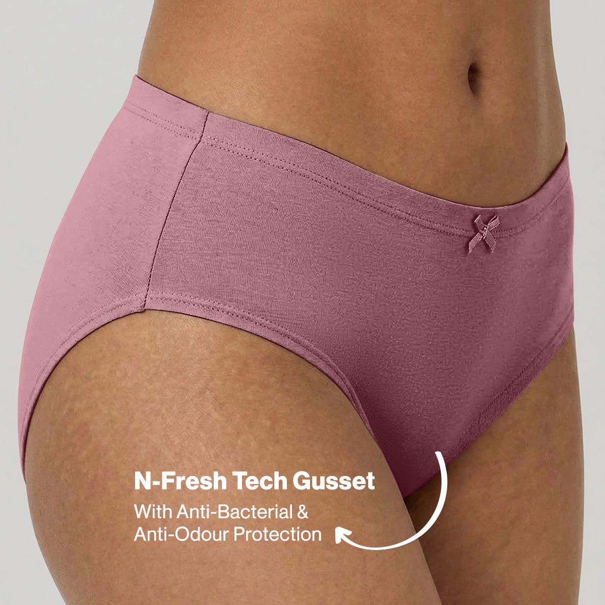 Mid Rise Cotton Hipster Panty with Inner Elastic-NYP100 PO3 Withered Rose Wistful Mauve Potent Purple