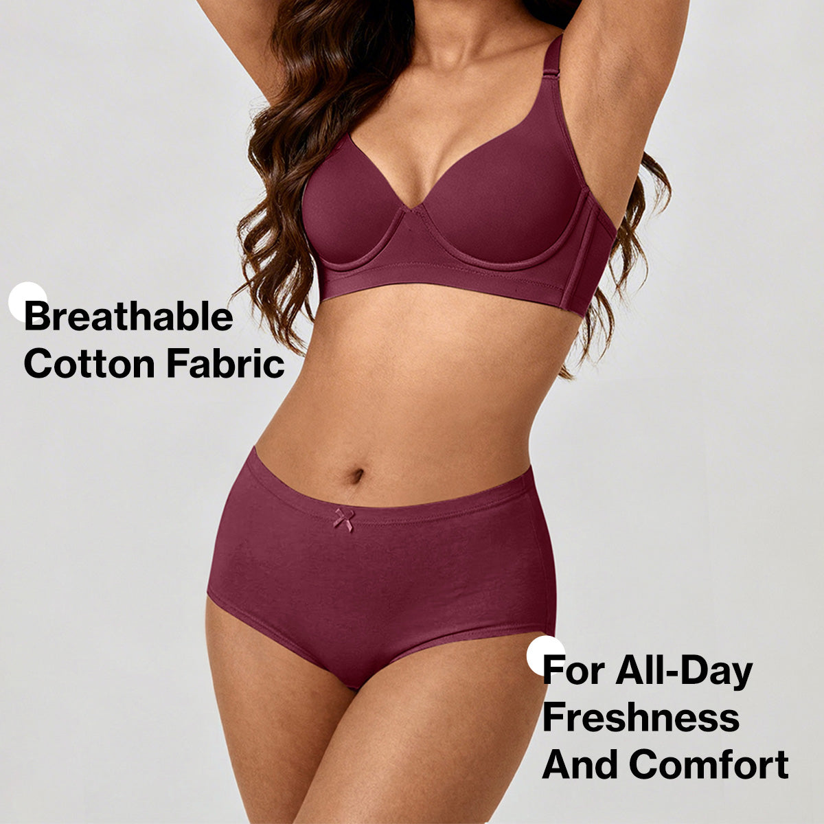 Mid Rise Cotton Hipster Panty with Inner Elastic-NYP100 PO3 Zinfandel Dusty Cedar Potent Purple