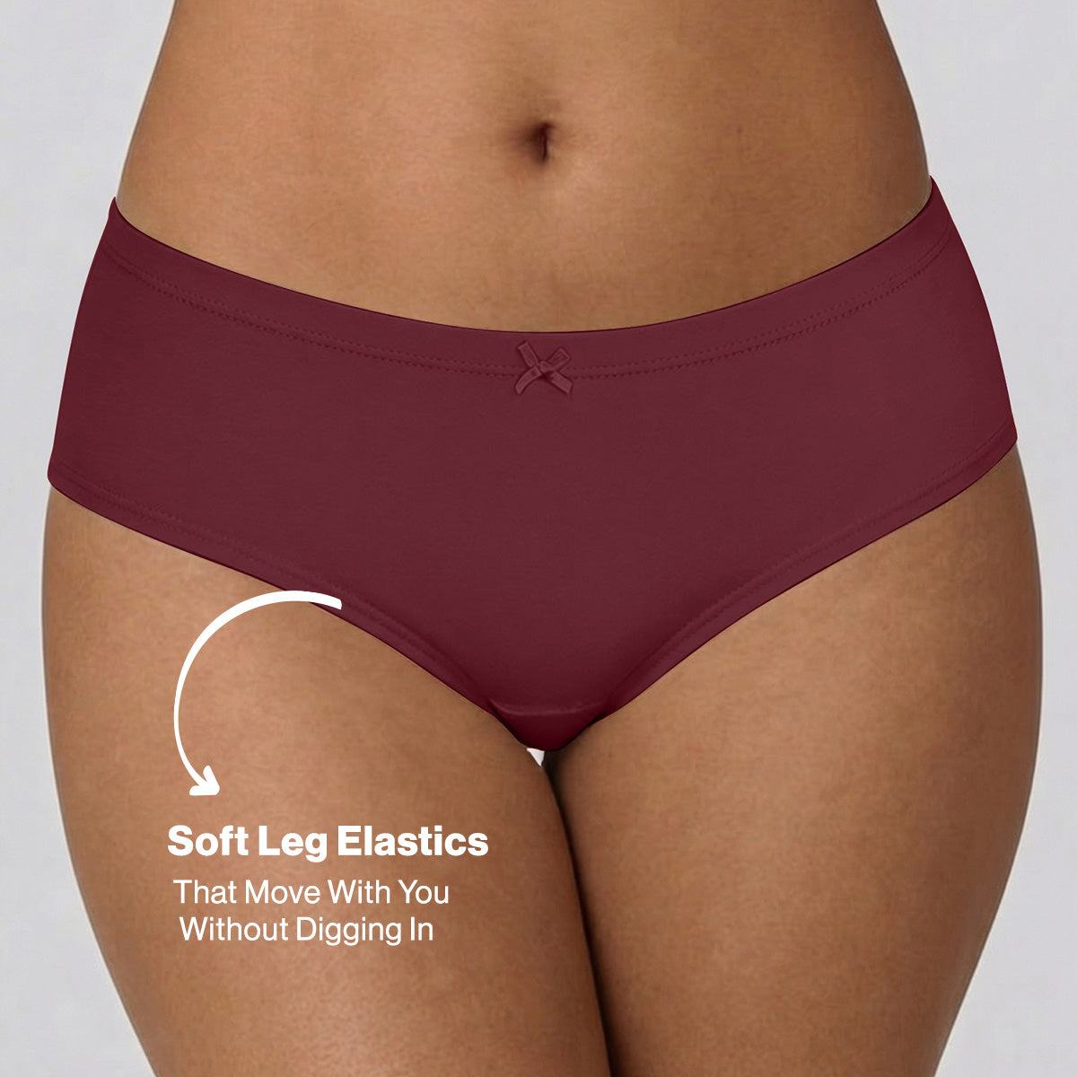 Mid Rise Cotton Hipster Panty with Inner Elastic-NYP100 PO3 Zinfandel Dusty Cedar Potent Purple