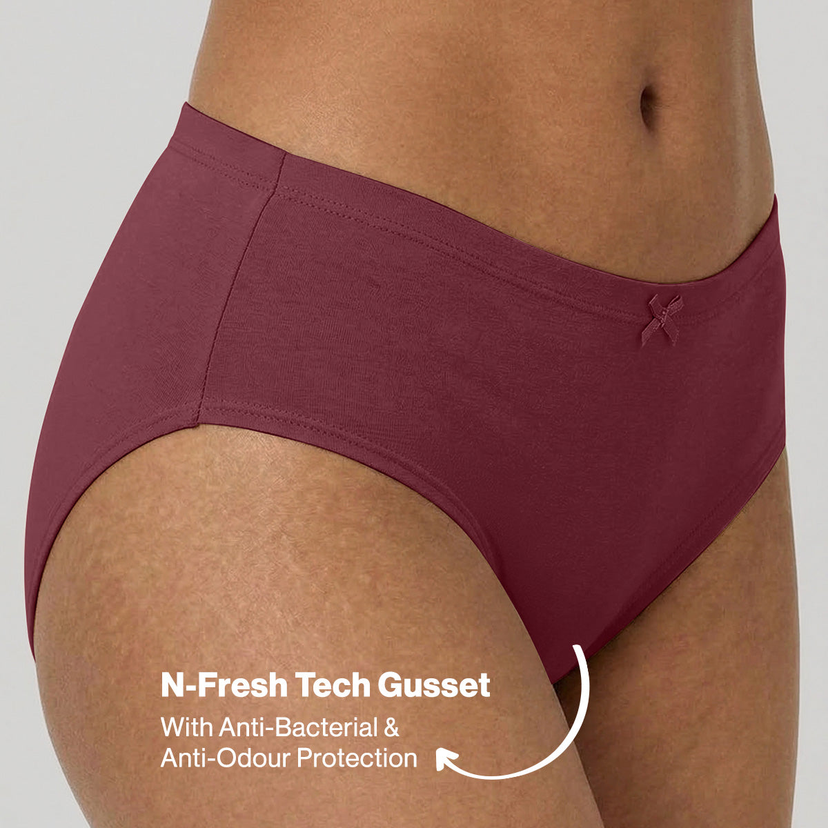 Mid Rise Cotton Hipster Panty with Inner Elastic-NYP100 PO3 Zinfandel Dusty Cedar Potent Purple