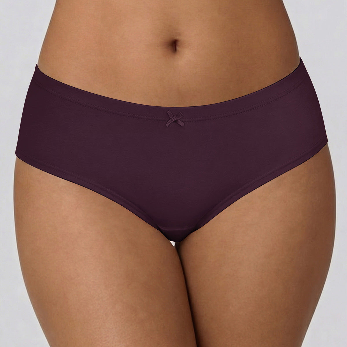 Mid Rise Cotton Hipster Panty with Inner Elastic-NYP100 PO3 Zinfandel Dusty Cedar Potent Purple