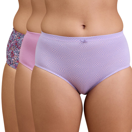 High Rise Cotton Full Brief Panty with Inner Elastic-NYP104-Multicolor-P03- Colors & Print May Vary