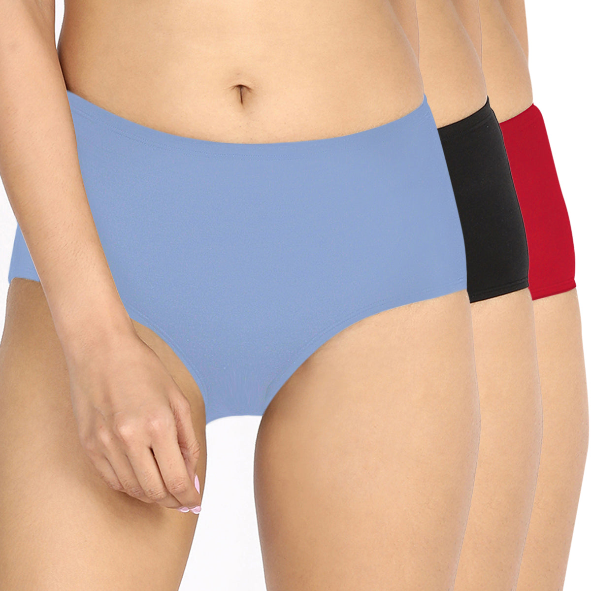 Nykd By Nykaa Pack Of 3 Cotton Full Brief with Anti odor-NYP104-Serenity Per red Black
