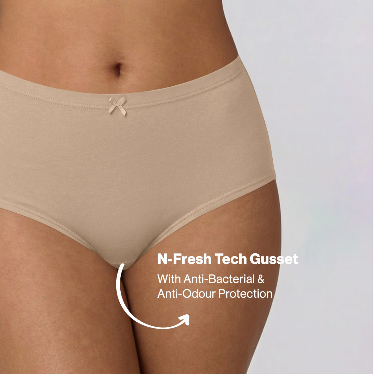 Nykd by Nykaa PO3 High Rise Cotton Full Brief Panty with Inner Elastic-P.Nude,Sand,Clay NYP104