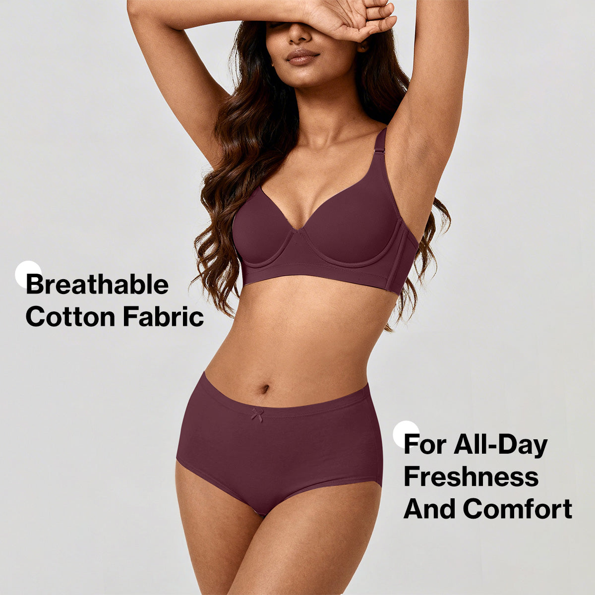Nykd by Nykaa PO3 High Rise Cotton Full Brief Panty with Inner Elastic-Wine/Navy/Black NYP104