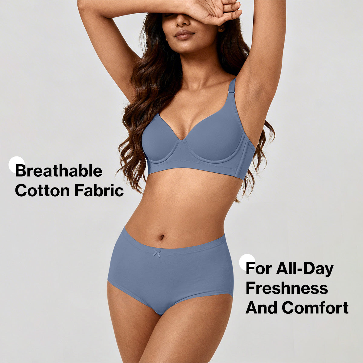 Nykd by Nykaa PO3 High Rise Cotton Full Brief Panty with Inner Elastic-C.Blue/L Brown/Berry C NYP104
