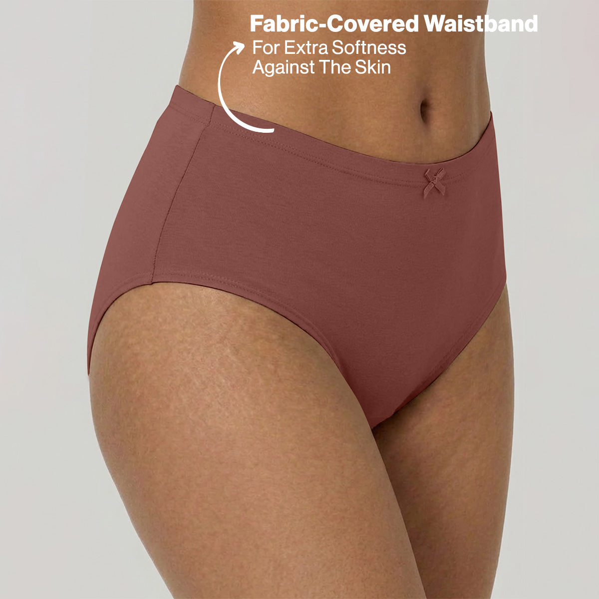 Nykd by Nykaa PO3 High Rise Cotton Full Brief Panty with Inner Elastic-D.Rose/Rust/B.Pink NYP104