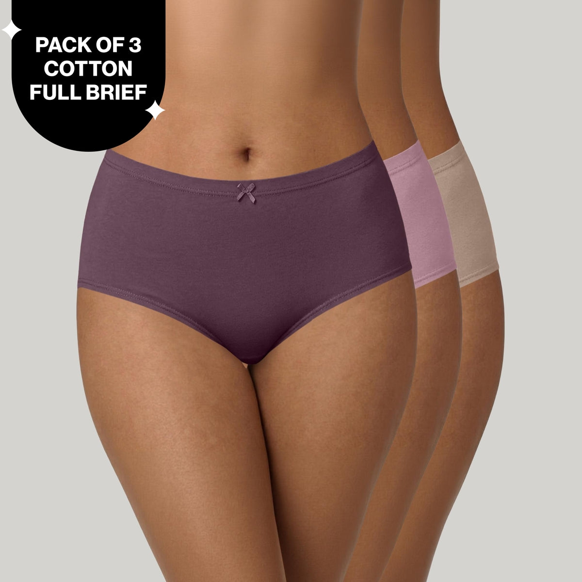 PO3 Mid Rise Cotton Hipster Panty with Inner Elastic- NYP104 M Wine,Blush,Dark Skin