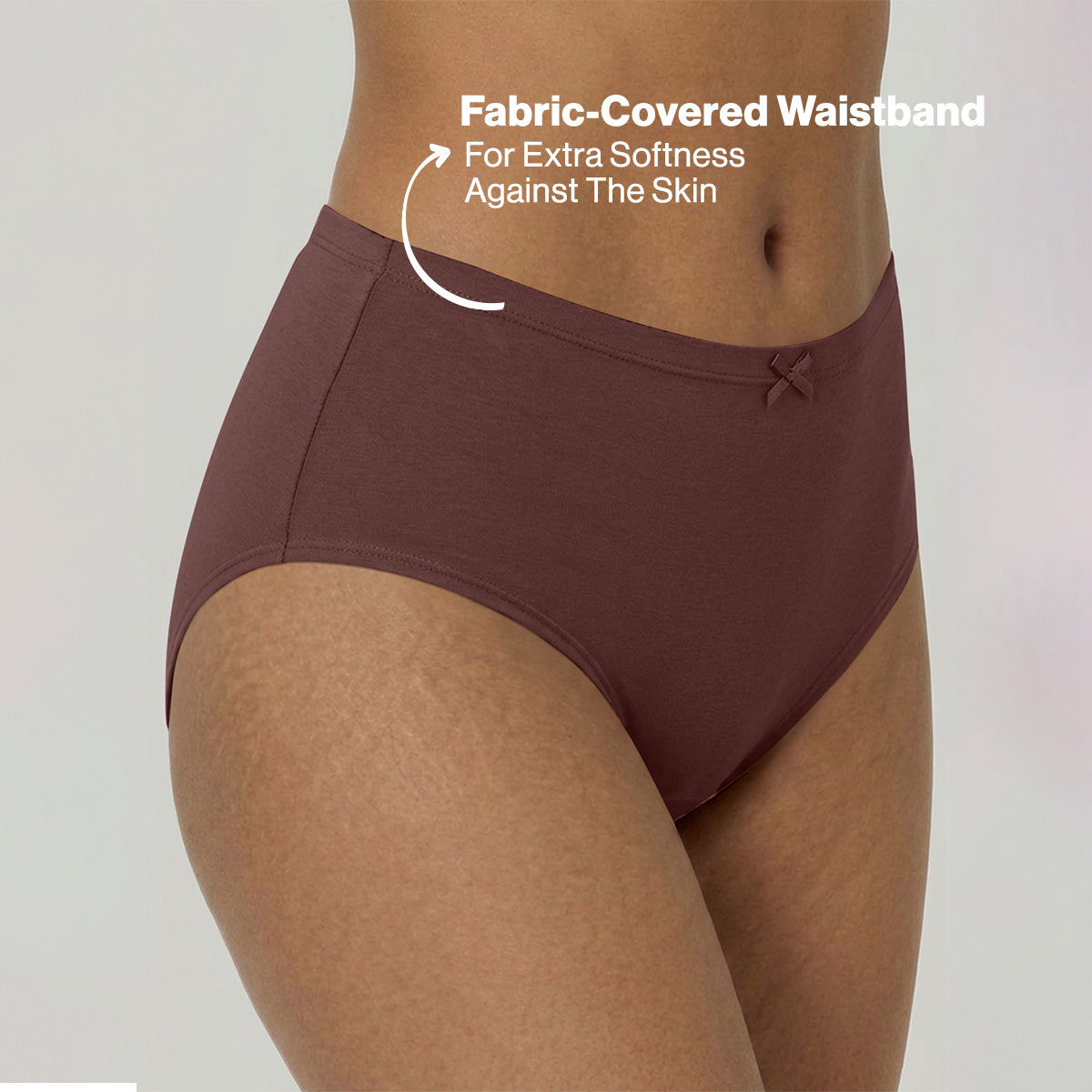 Nykd by Nykaa PO3 High Rise Cotton Full Brief Panty with Inner Elastic-T.Brown/Brown/R.Wine NYP104