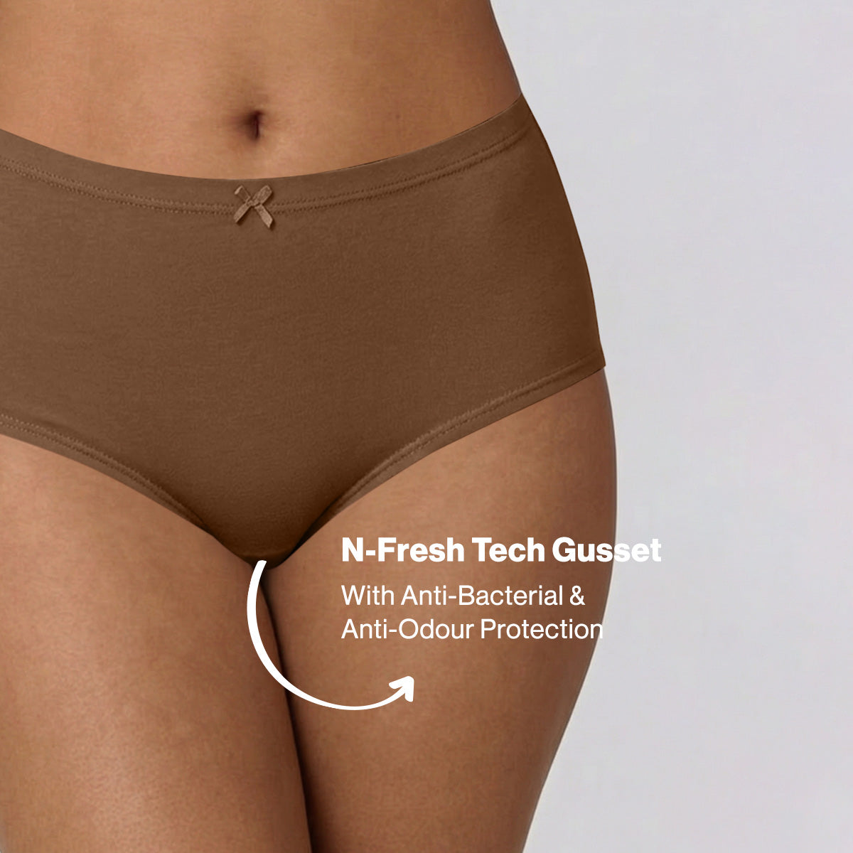 Nykd by Nykaa PO3 High Rise Cotton Full Brief Panty with Inner Elastic-T.Brown/Brown/R.Wine NYP104