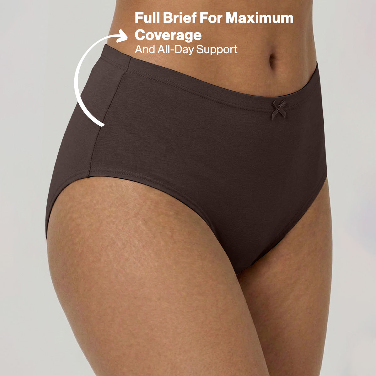 Nykd by Nykaa PO3 High Rise Cotton Full Brief Panty with Inner Elastic-T.Brown/Brown/R.Wine NYP104