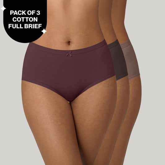 PO3 Mid Rise Cotton Hipster Panty with Inner Elastic- NYP104 Wine,Brown, Dk. Skin