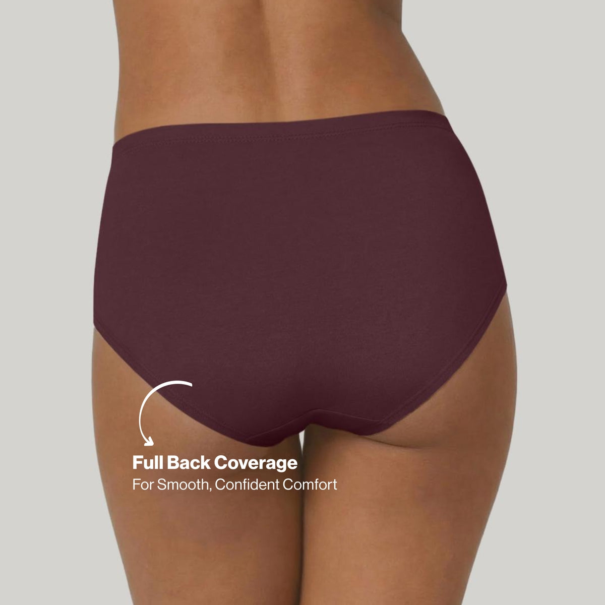 PO3 Mid Rise Cotton Hipster Panty with Inner Elastic- NYP104 Wine,Brown, Dk. Skin