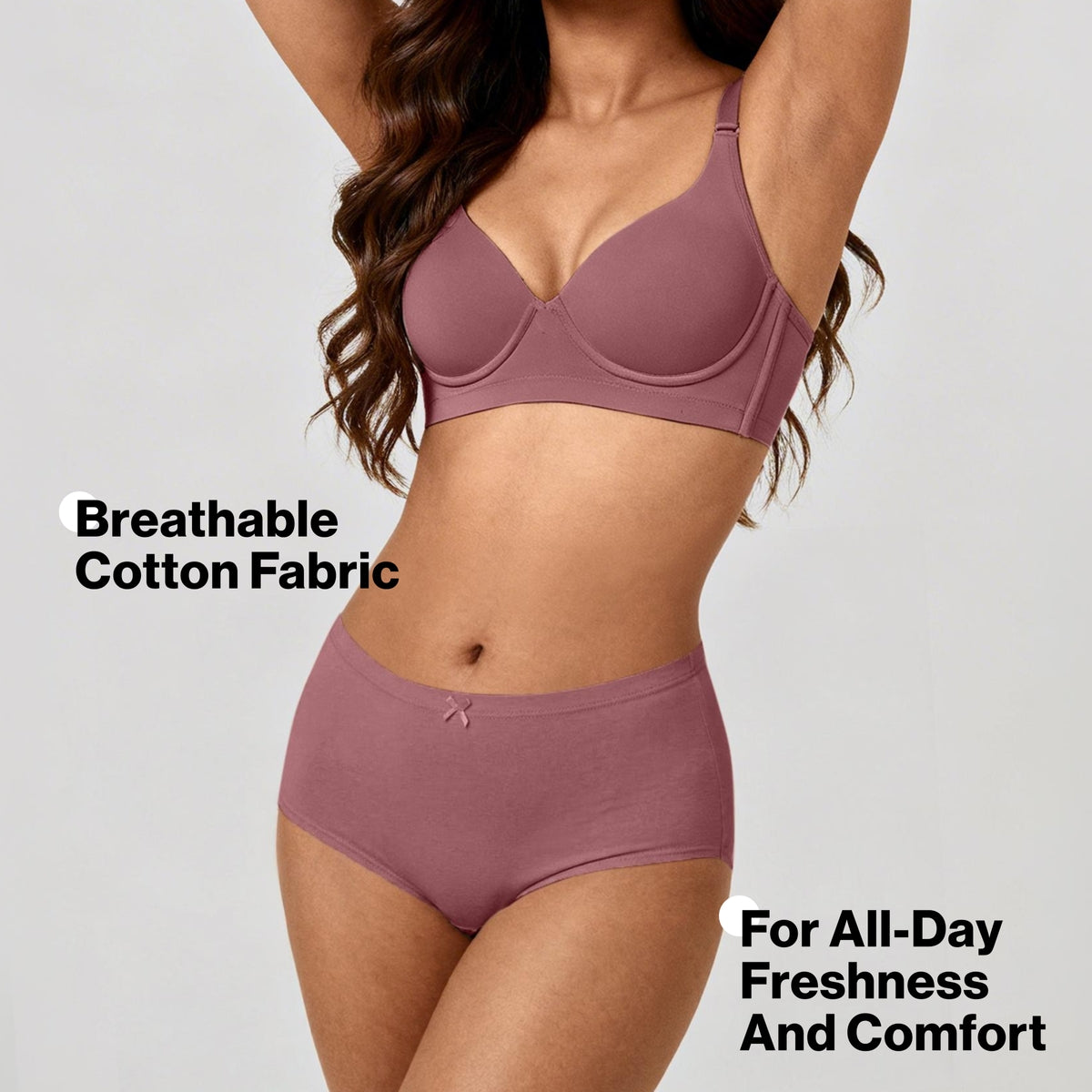 PO3 Mid Rise Cotton Hipster Panty with Inner Elastic- NYP104 W Mauve,B Pink,L Rust