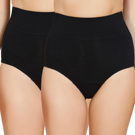 Pack of 2 No Visible Elastic Tummy Tucker Brief with Full Rear Coverage-NYP105 Black