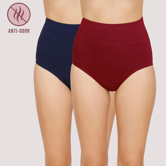 Pack of 2 No Visible Elastic Tummy Tucker Brief with Full Rear Coverage-NYP105 Blue & Maroon