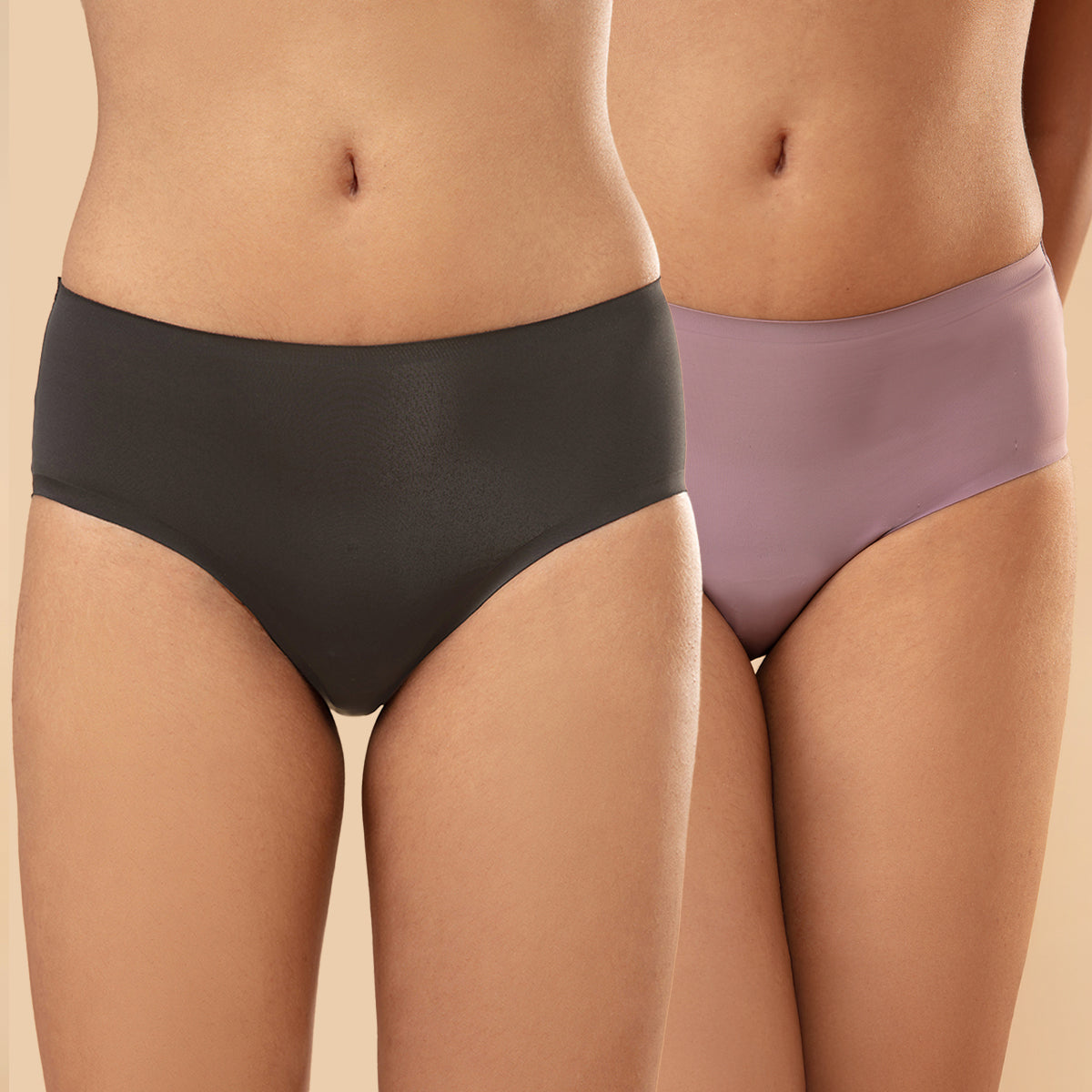 Nykd by Nykaa No Visible Panty Line InvisiBlend™ Full Brief Pack of 2-NYP210-Black & Mauve