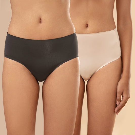 Nykd by Nykaa No Visible Panty Line InvisiBlend™ Hipster Pack of 2-NYP209-Black & Skin
