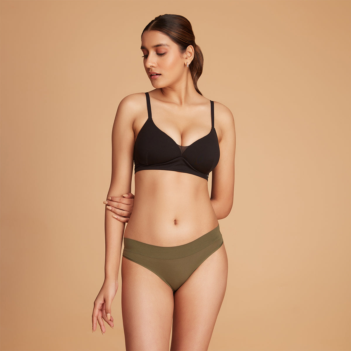 Nykd by Nykaa 4 Way Stretch Bikini Panty Pack of 2 NYP341 Skin & Olive