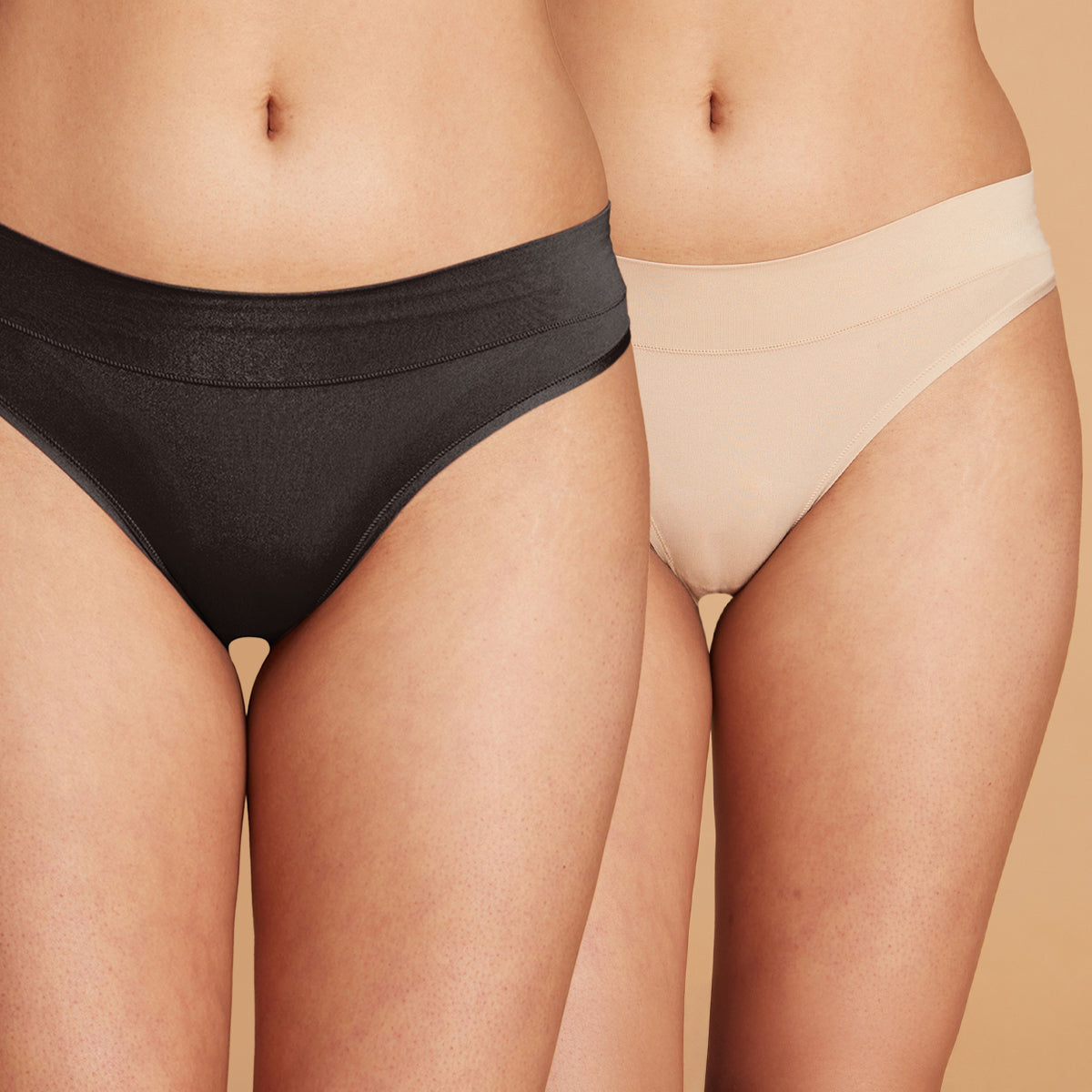 Nykd by Nykaa 4 Way Stretch Bikini Panty Pack of 2-NYP341-Black & Skin